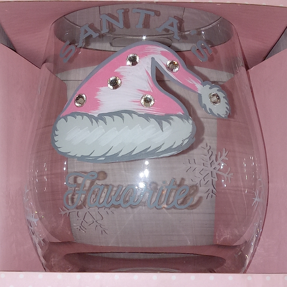Hand painted rhinestone holiday wine glass